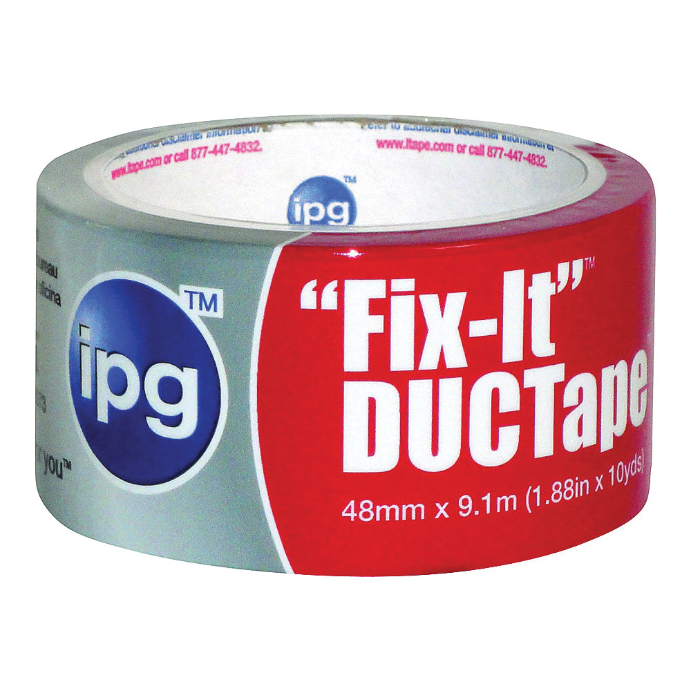 IPG 6910 Duct Tape, 10 yd L, 1.88 in W, Poly-Coated Cloth Backing, Silver