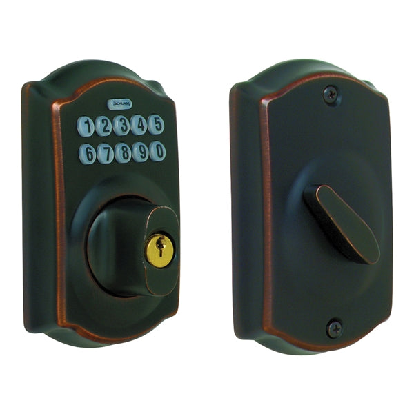 Schlage BE365 CAM 505 Deadbolt, 2 Grade, Keyed Alike, Keyed Different Key, Aged Bronze, 2-3/8 x 2-3/4 in Backset