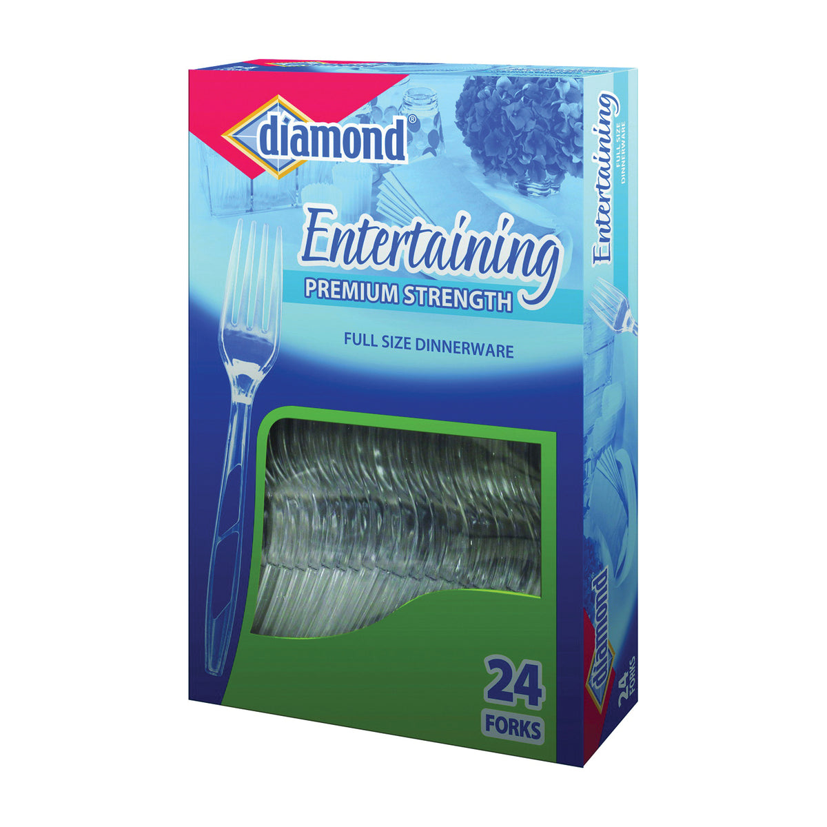 diamond 00097 Dinnerware Fork Set, Polystyrene, White