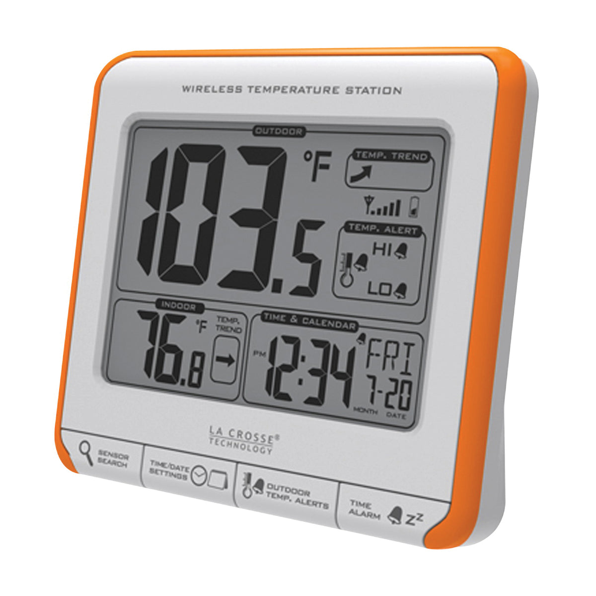 La Crosse 308-179OR Wireless Thermometer, 4.27 in L x 1.47 in W x 3.88 in H Display, 32 to 122 deg F
