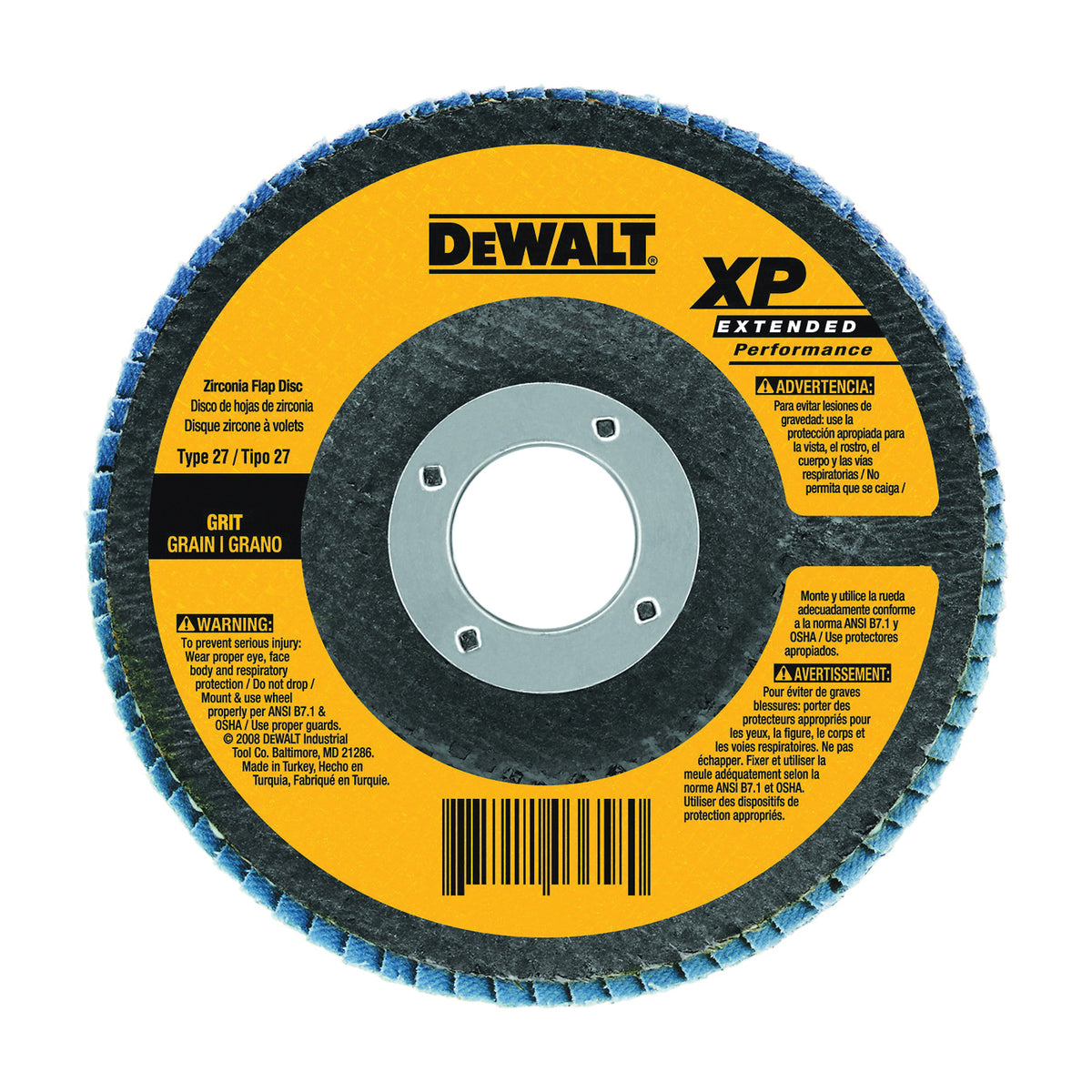 DeWALT DW8313 Flap Disc, 4-1/2 in Dia, 5/8-11 Arbor, Coated, 80 Grit, Medium, Zirconia Abrasive
