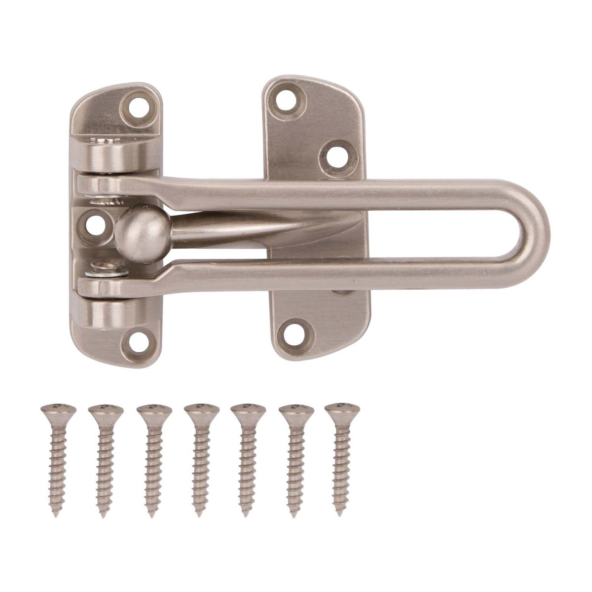 ProSource 20546SCB-PS Security Door Guard, 4-1/8 in L, 2-1/2 in W, Zinc Die-Cast, Satin Chrome