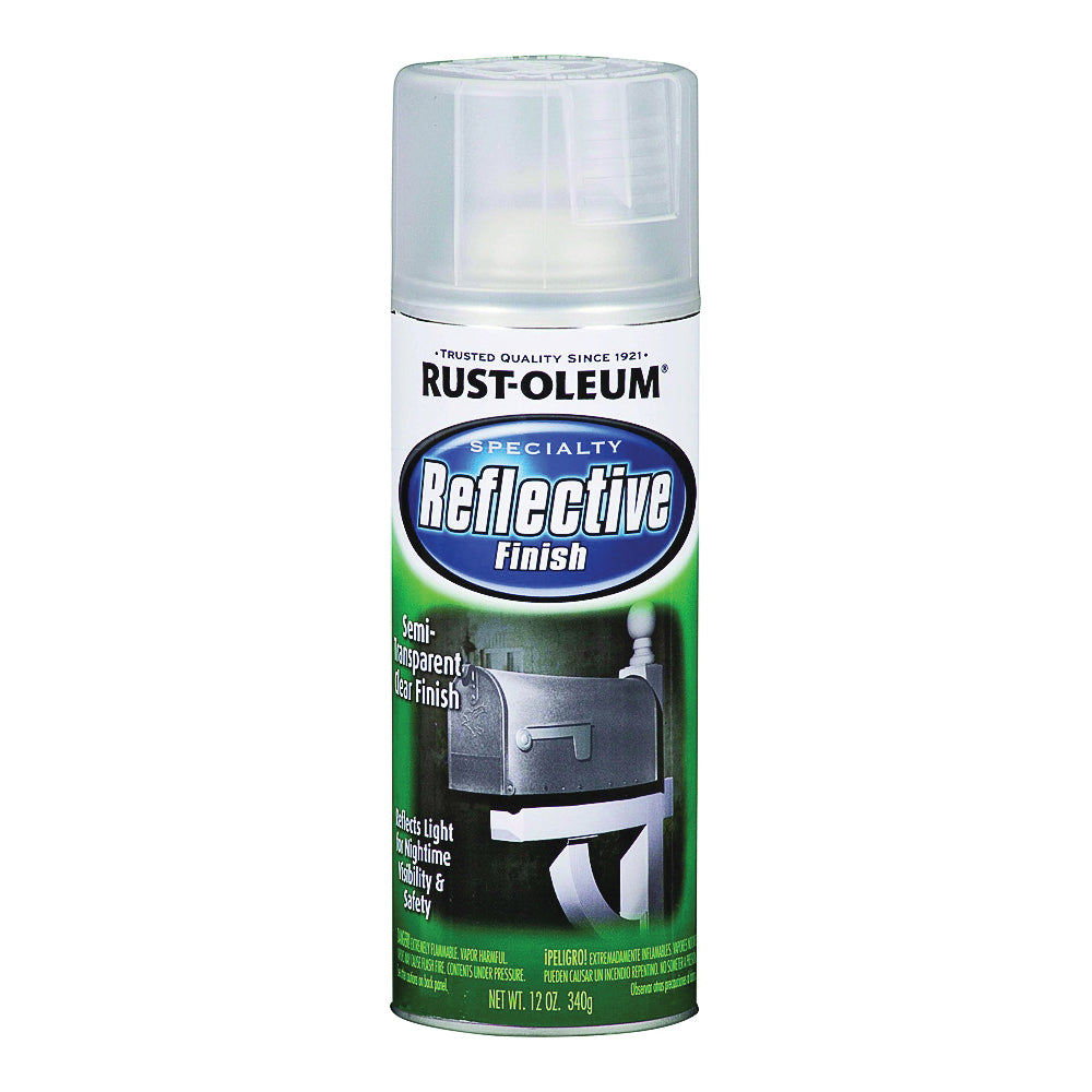 RUST-OLEUM 214944 Reflective Finish Spray Paint, Clear/Semi-Transparent, Reflective, 10 oz, Aerosol Can