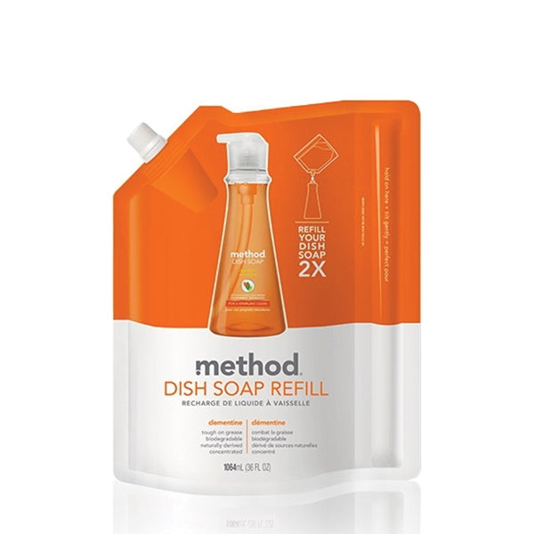 method 1165 Dish Soap Refill, 36 fl-oz, Liquid, Clementine, Orange