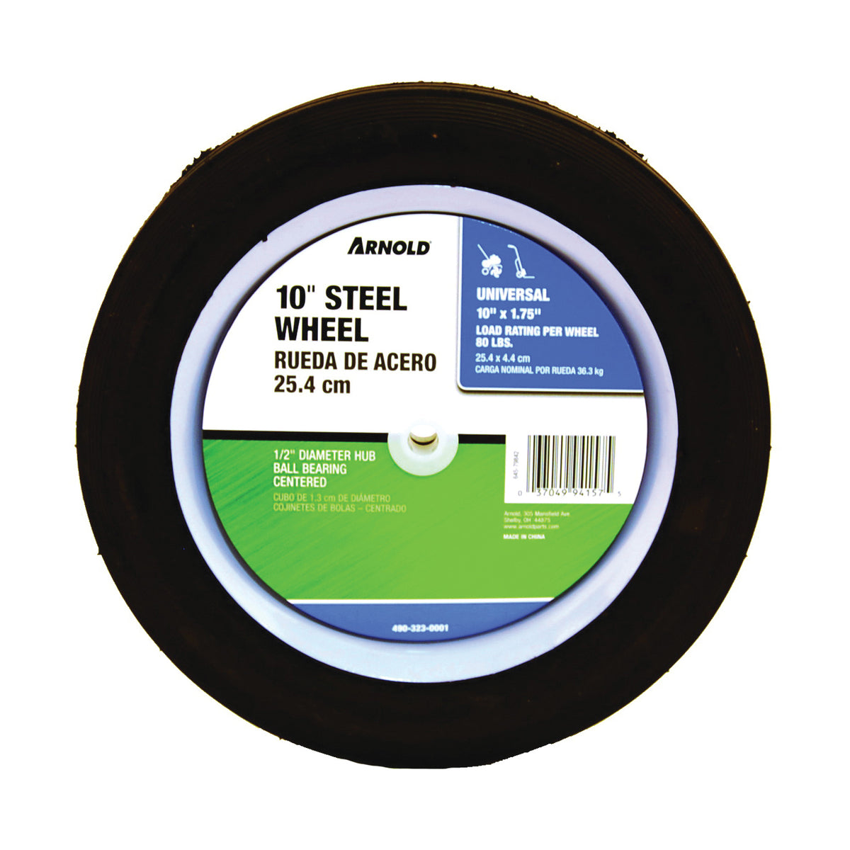 ARNOLD 490-323-0001 Tread Wheel, Semi-Pneumatic, Steel