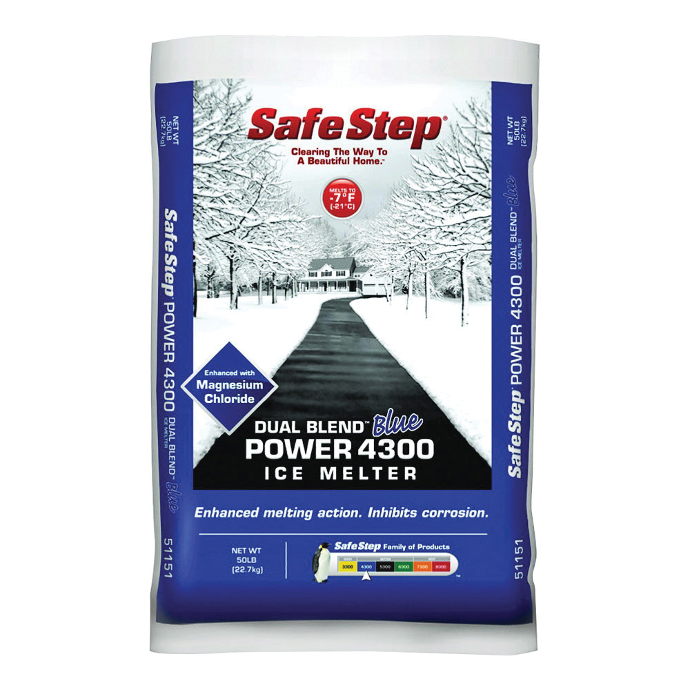 Safe Step Dual Blend 51151 Ice Melter, Crystalline Solid, Blue, 50 lb Bag