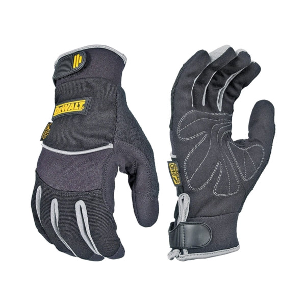 RADIANS DeWALT DPG200XL Pre-Curved Utility Gloves, XL, Terry-Cloth Thumb, Hook-and-Loop Cuff, Neoprene/Nylon, Black