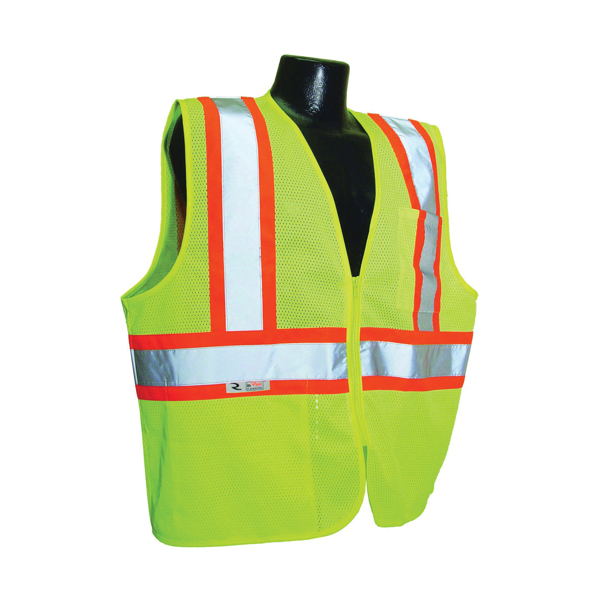 RADWEAR SV22-2ZGM-2X Economical Safety Vest, 2XL, Unisex, Fits to Chest Size: 30 in, Polyester, Green, Zipper Closure