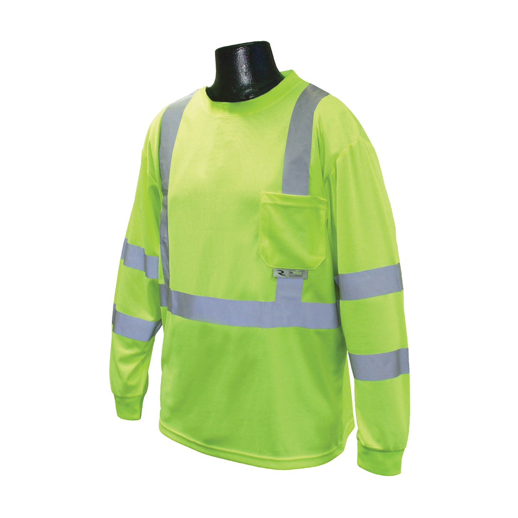 RADWEAR ST21-3PGS-M Safety T-Shirt, M, Polyester, Green, Long Sleeve, Pullover Closure