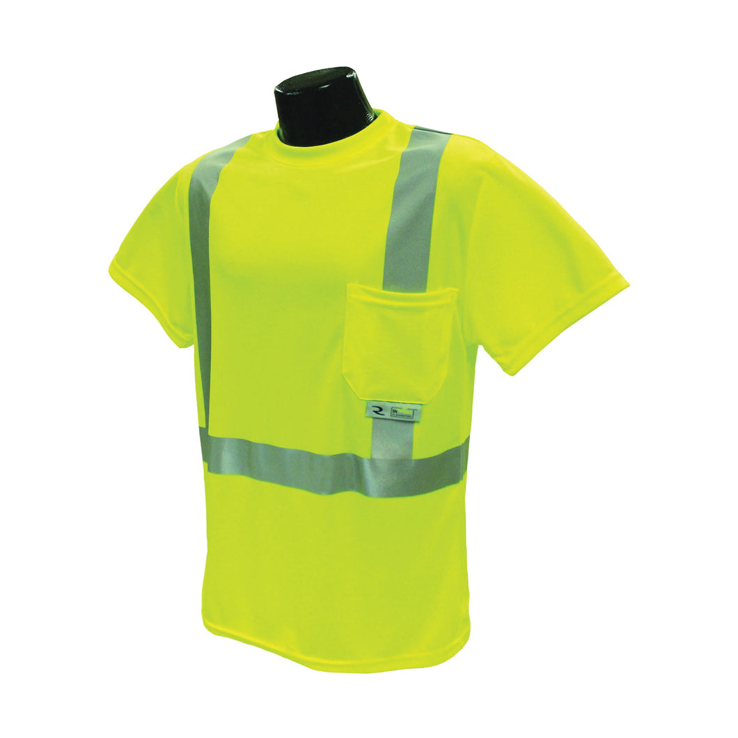 RADWEAR ST11-2PGS-L Safety T-Shirt, L, Polyester, Green, Short Sleeve, Pullover Closure