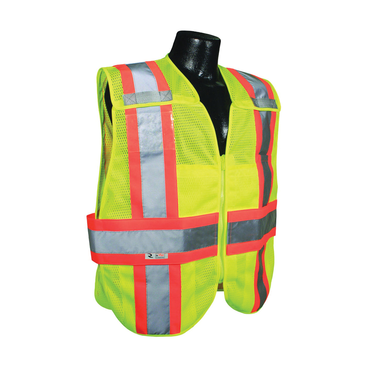 RADWEAR SV24-2ZGM-XL/2XL Expandable Safety Vest, XL/2XL, Polyester, Green/Silver, Zip-N-Rip Closure