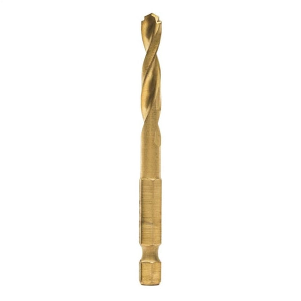 DeWALT DD5116 Impact Drill Bit, 1/4 in Dia, 3-3/16 in OAL, Spiral Flute, 1/4 in Dia Shank, Hex Shank