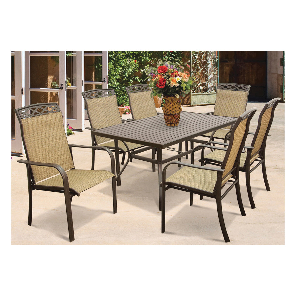 Seasonal Trends T6R60UO3J33 Dining Table, 38 in W, 60 in D, 27.75 in H, Steel Frame, Steel Table, Brown Table
