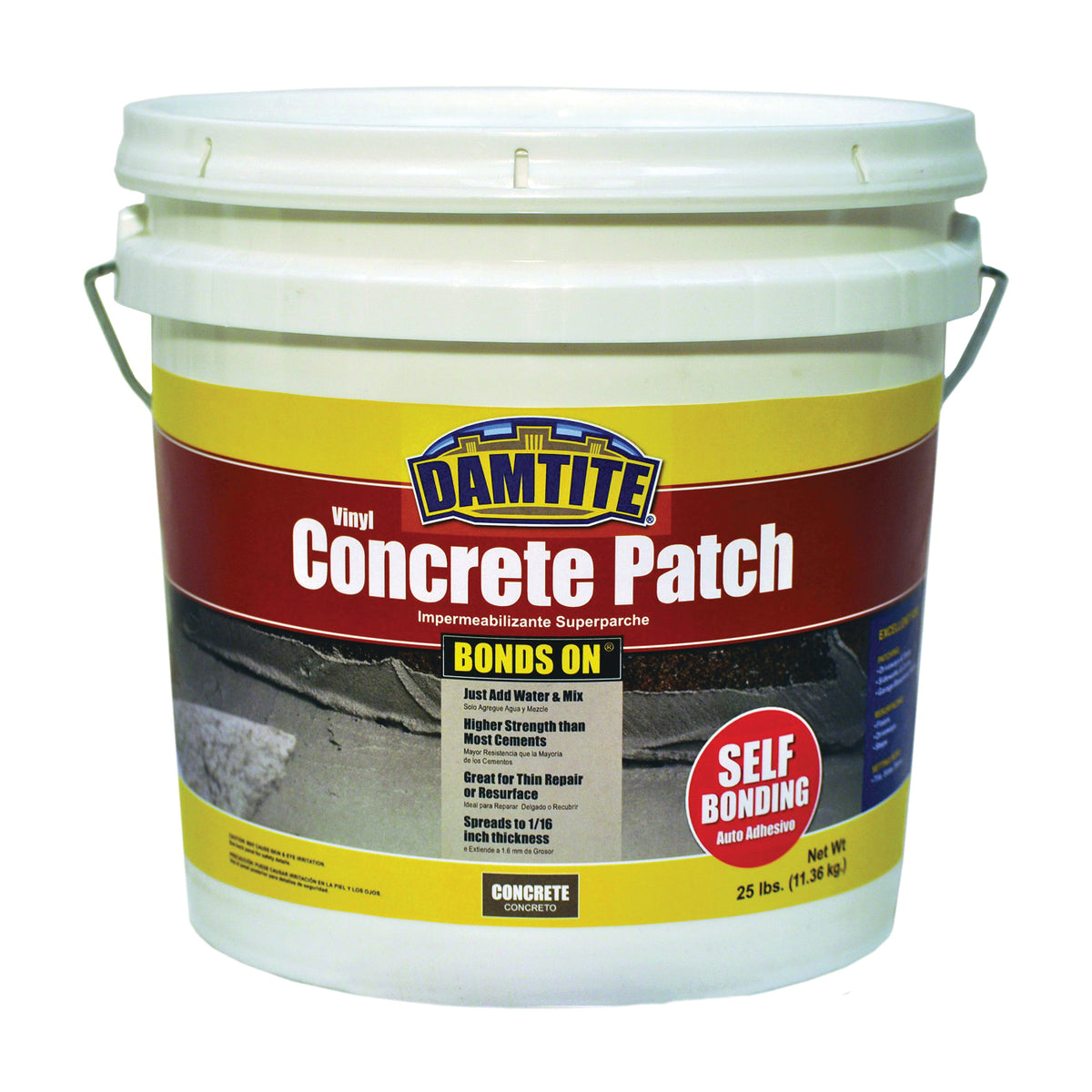DAMTITE 04025 Vinyl Concrete Patch, Gray, 25 lb Pail