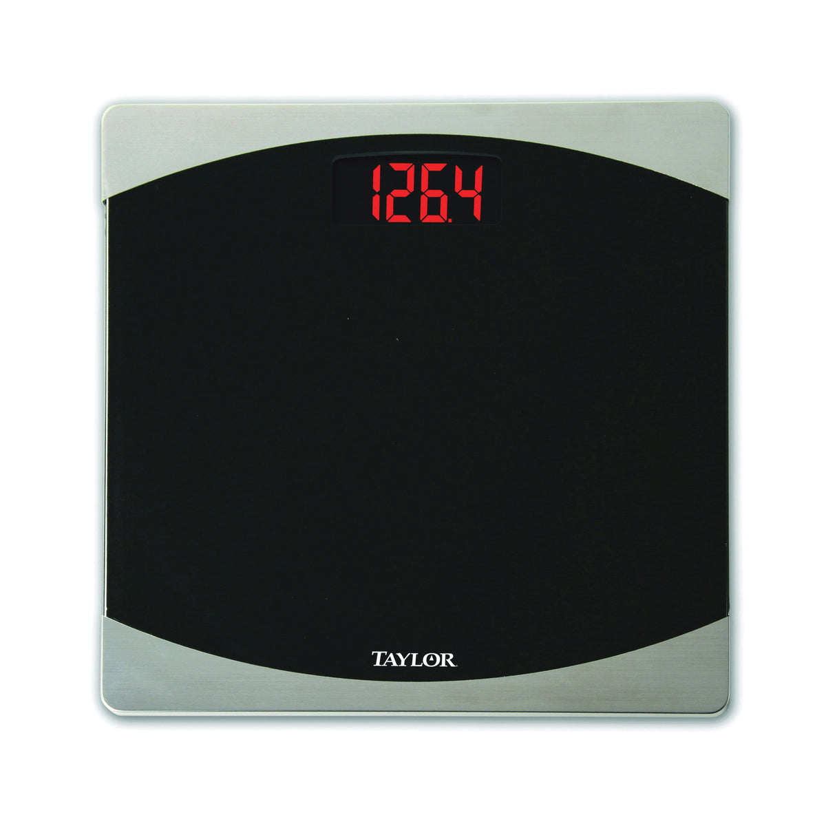 Taylor 7562 Bathroom Scale, 400 lb Capacity, LCD Display, Glass Housing Material, Black, 12 in OAW, 12 in OAD