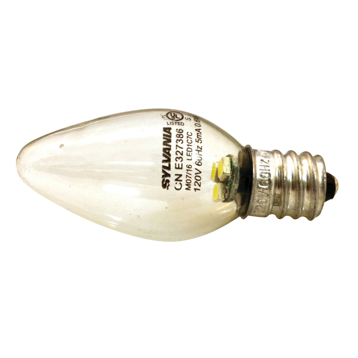 Sylvania 78563 LED Lamp, Decorative, C7 Lamp, 11 W Equivalent, E12 Lamp Base, Clear, White Light, 6500 K Color Temp