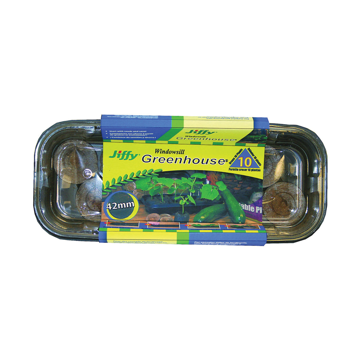 Jiffy J410 Seed Starter Kit, 9 in L Tray, 4-1/2 in W Tray, 10 -Cell