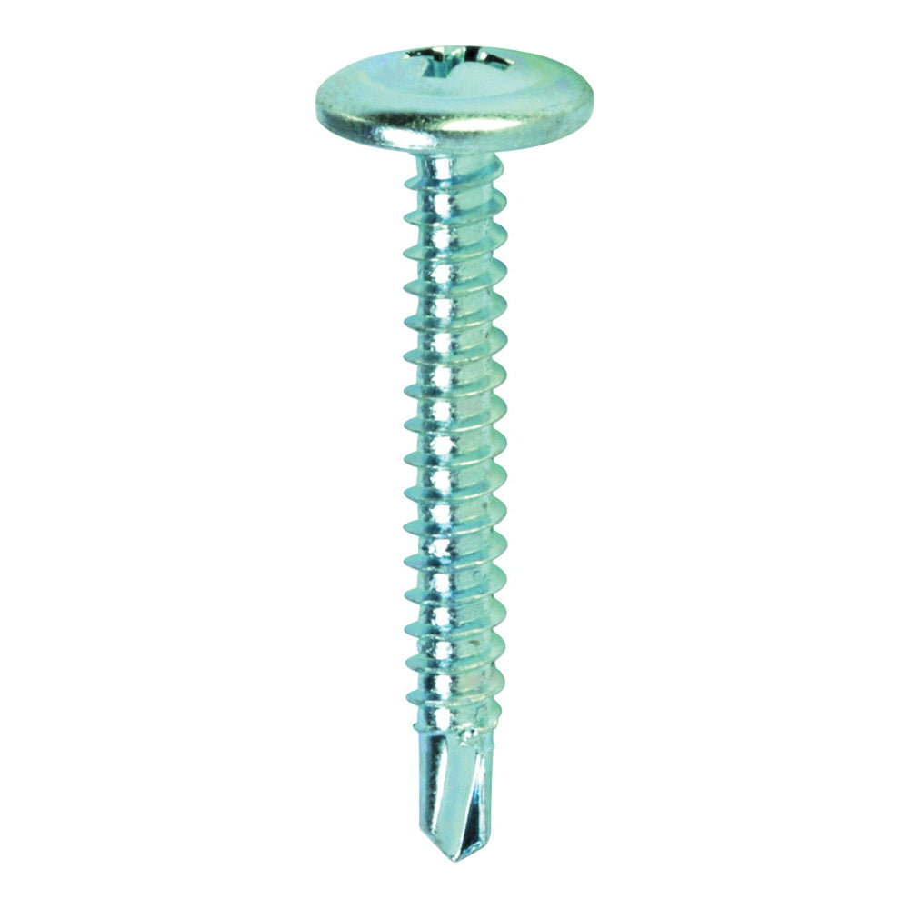 Teks 21532 Lath Screw, #8 Thread, Truss Head, Phillips Drive, Drill Point, Steel, Zinc