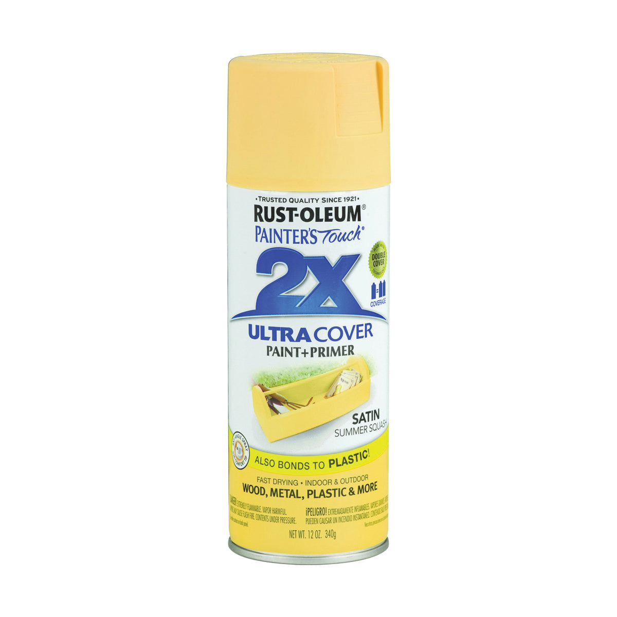 RUST-OLEUM PAINTER'S Touch 249064 Satin Spray Paint, Satin, Summer Squash, 12 oz, Aerosol Can