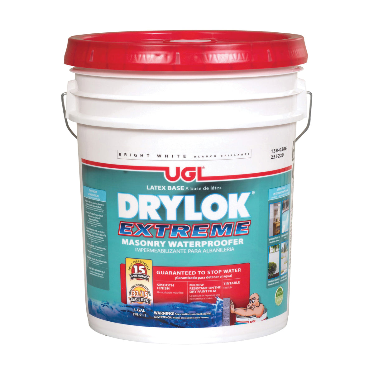 UGL DRYLOK EXTREME 28615 Masonry Waterproofer, White, Liquid, 5 gal Pail