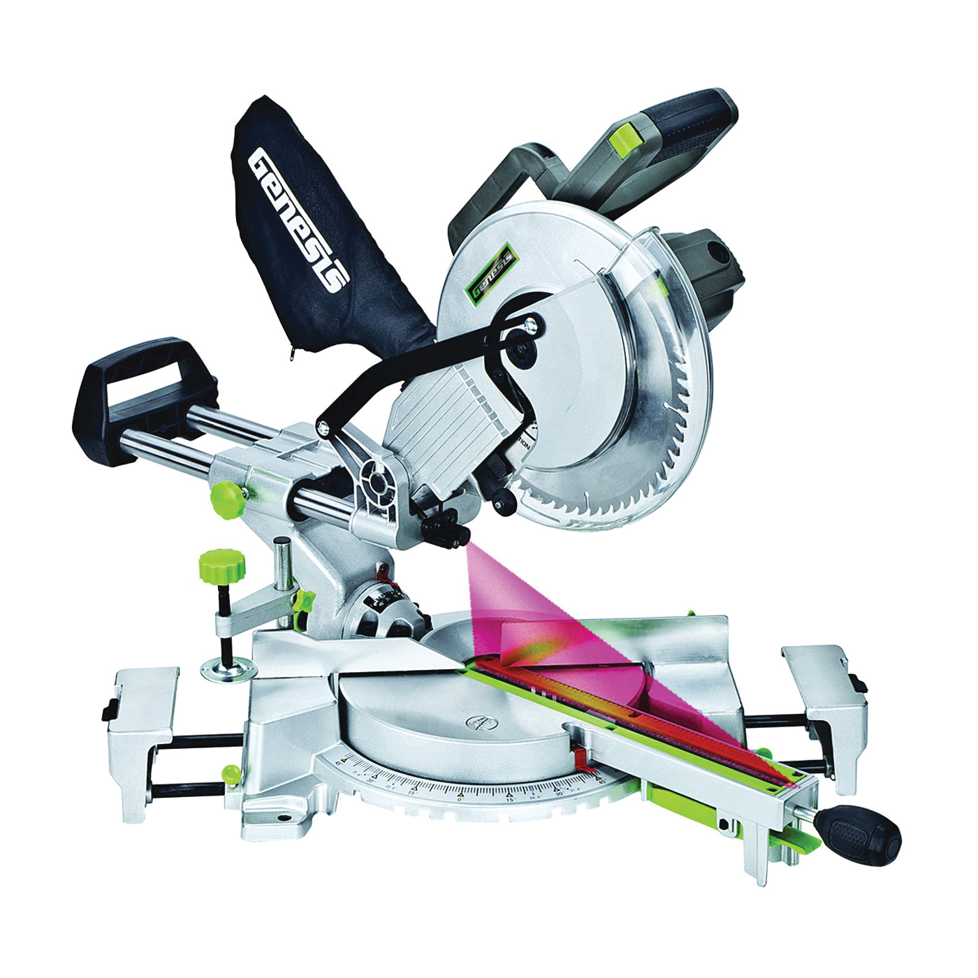Genesis GMSDR1015LC Miter Saw, 10 in Dia Blade, 3 x 12 in at 0 x 90 deg, 3 x 8-1/4 in at 45 x 90 deg Cutting Capacity