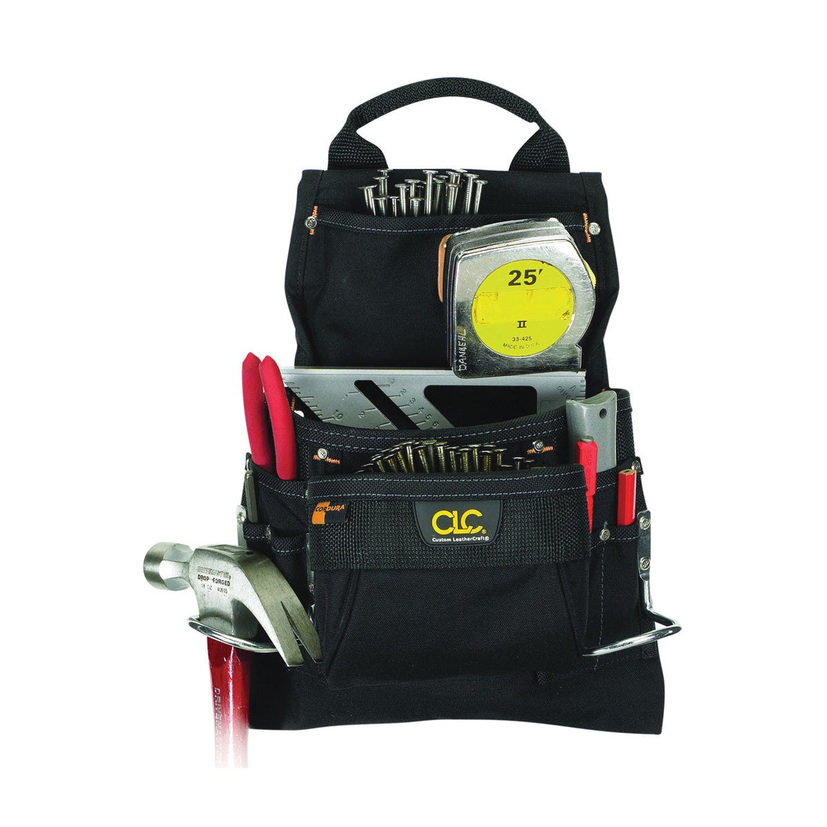 CLC Tool Works Series 5833 Nail/Tool Bag, 5 in W, 15.2 in H, 9-Pocket, Polyester, Black