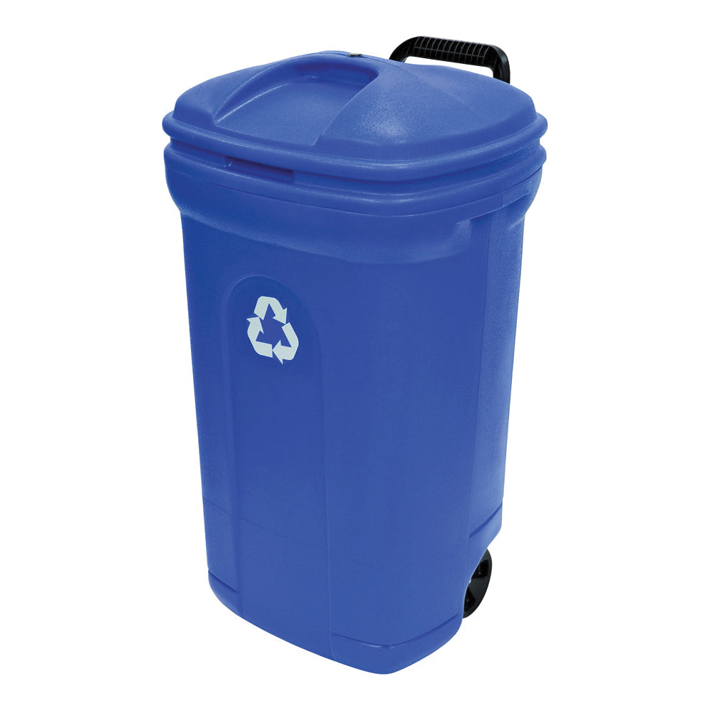 United Solutions ECOSense TB0056 Recycling Can, 34 gal Capacity, Plastic, Blue, Hook-and-Loop Closure