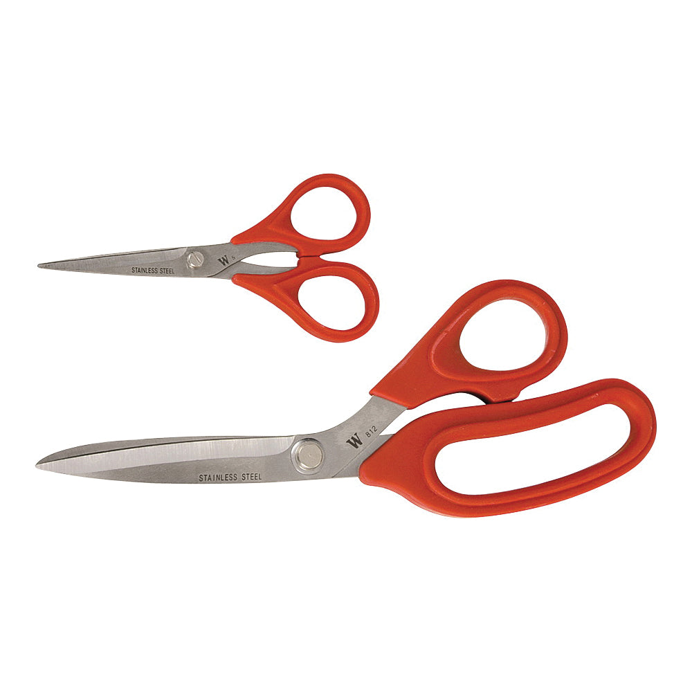 Crescent Wiss WHCS2 Scissor Set, Stainless Steel Blade, Soft Touch Handle, Black/Red Handle
