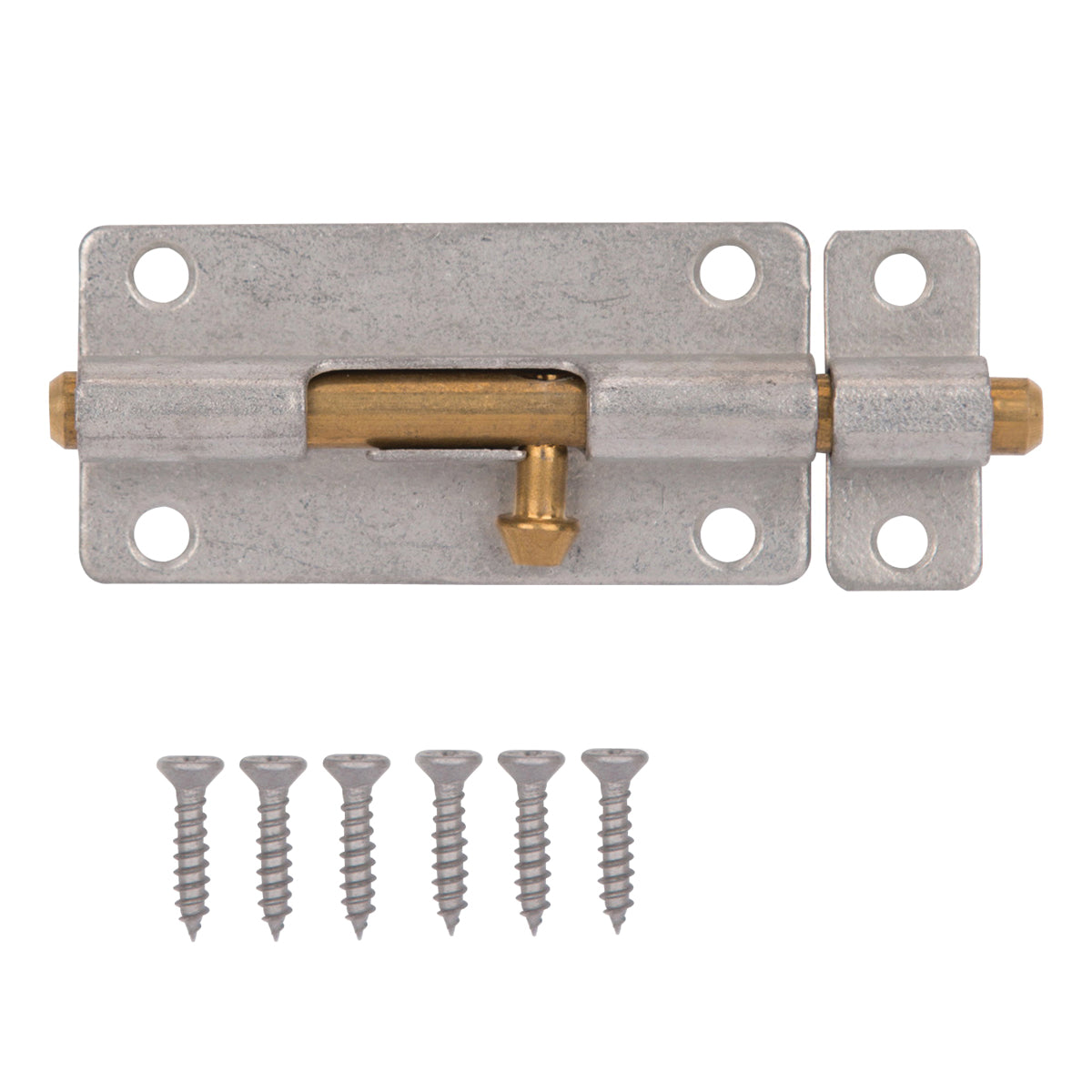 ProSource 20473MGS-PS Barrel Bolt, 0.31 Dia in Bolt Head, 4 in L Bolt, Brass Pin/Steel, Galvanized Zinc Plated