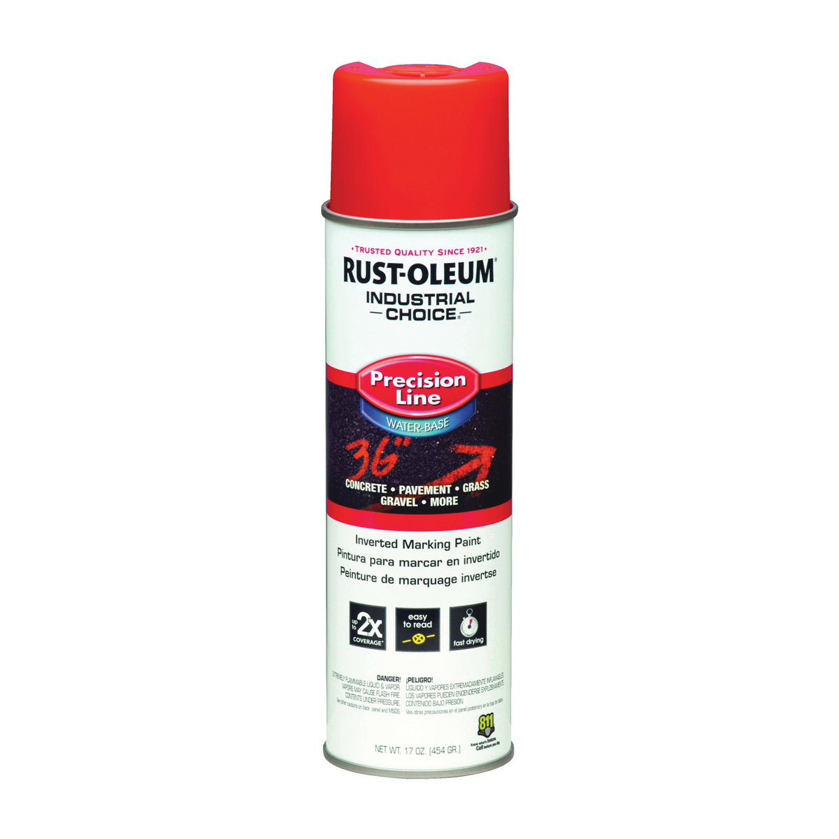 RUST-OLEUM INDUSTRIAL CHOICE 1862838 Marking Paint, Fluorescent Red, 17 oz, Aerosol Can