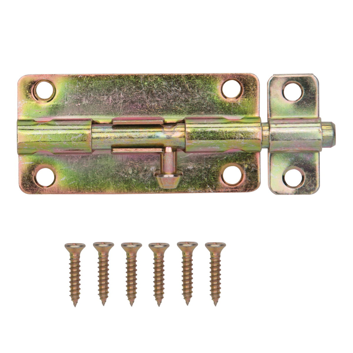 ProSource BH-101-PS Lockable Barrel Bolt, 0.31 Dia in Bolt Head, 4 in L Bolt, Steel, Satin Brass