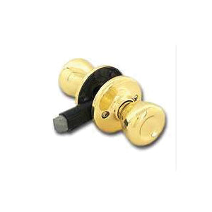 Kwikset 200M3CP7/8RFLRCS Door Knob, Polished Brass, 1-3/8 to 1-3/4 in Thick Door, 2-1/4 in Strike