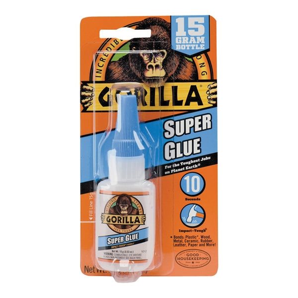 Gorilla 7805009 Super Glue, Liquid, Irritating, Straw/White Water, 15 g Bottle