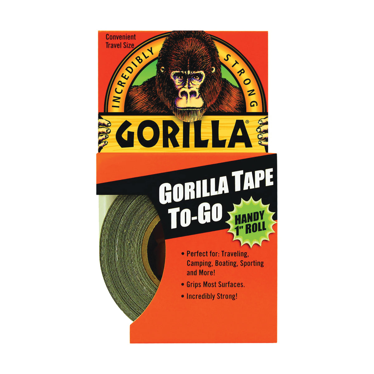 Gorilla 6100109 Duct Tape, 30 yd L, 1 in W, Black