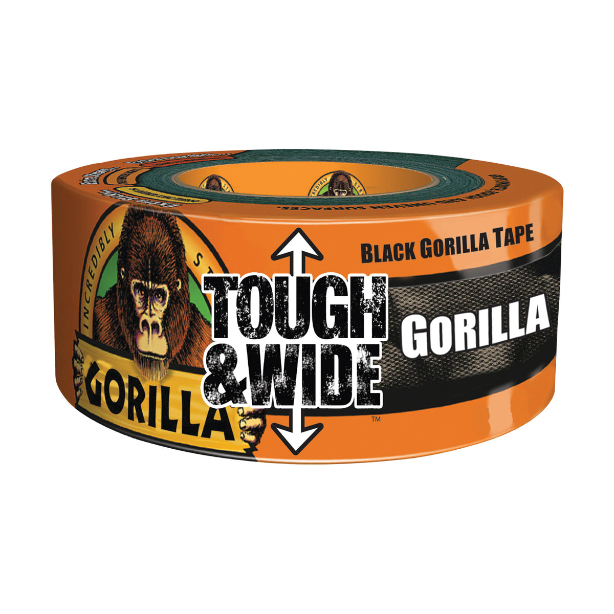 Gorilla 6003001 Duct Tape, 25 yd L, 3 in W, Cotton/Polymer Backing, Black