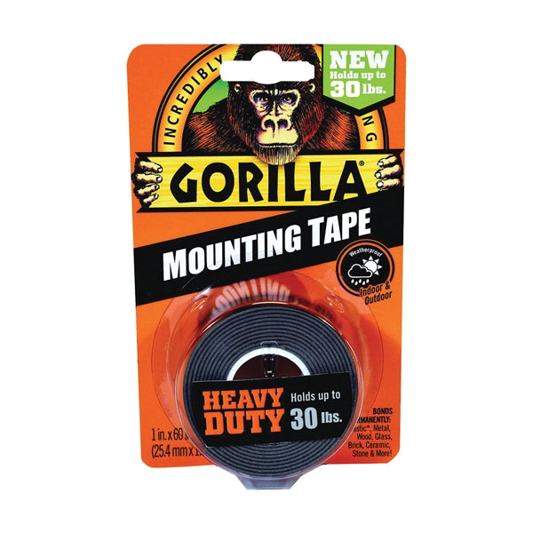 Gorilla 6055002 Mounting Tape, 60 in L, 1 in W, Black