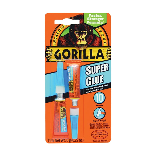Gorilla 7800109 Super Glue, Liquid, Irritating, Straw/White Water, 3 g Tube
