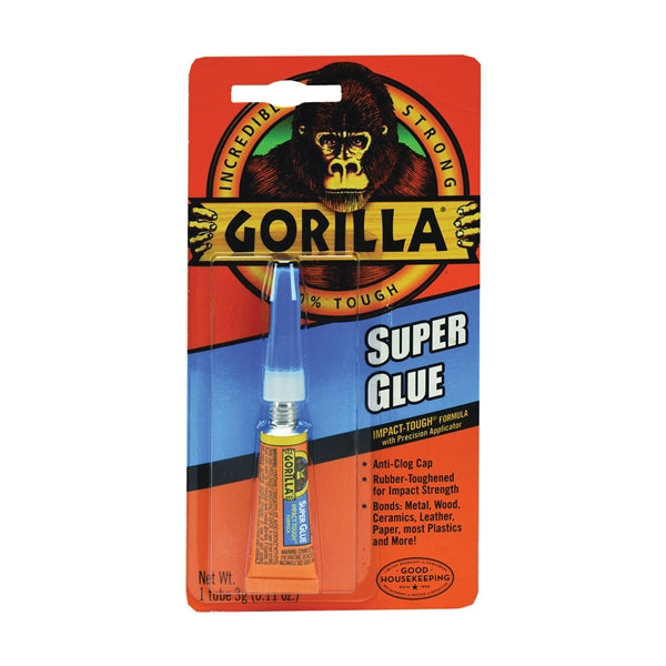 Gorilla 7900102 Super Glue, Liquid, Irritating, Straw/White Water, 3 g Tube