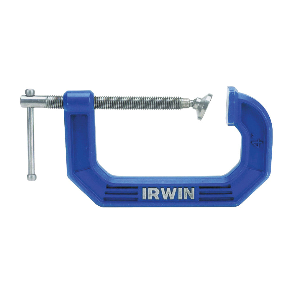 IRWIN 225106 C-Clamp, 900 lb Clamping, 6 in Max Opening Size, 3-1/2 in D Throat, Steel Body, Blue Body