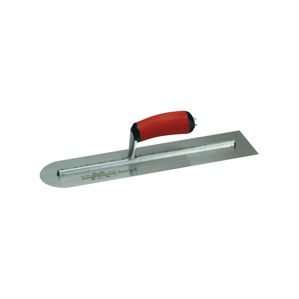 Marshalltown MXS66RED Finishing Trowel, 16 in L Blade, 4 in W Blade, Spring Steel Blade, Front Round End, Curved Handle