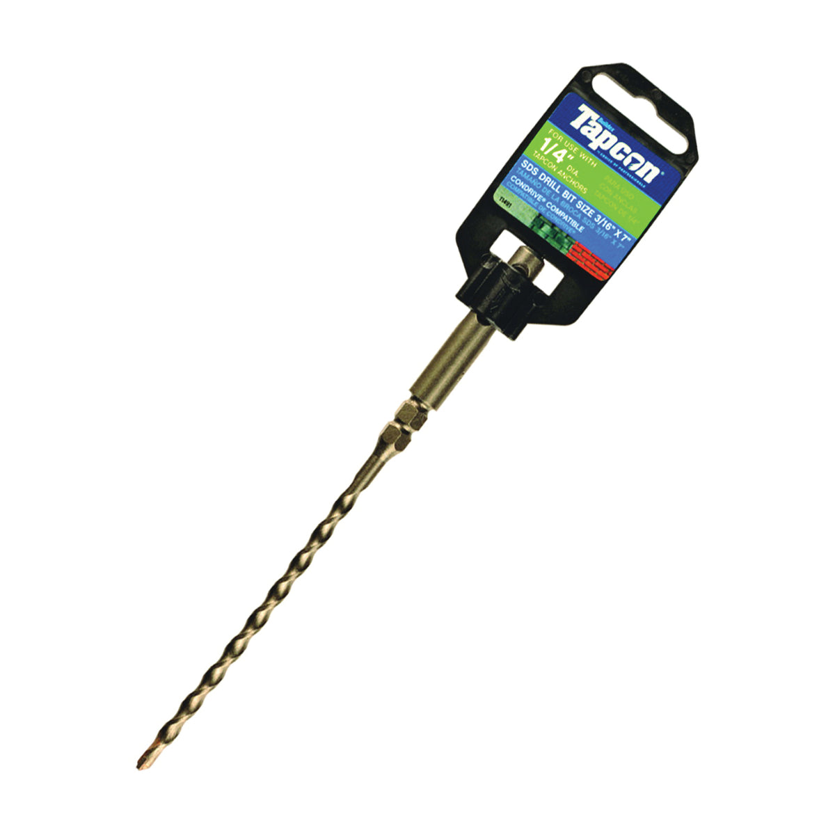 Buildex Tapcon 11491 Hammer Drill Bit, 3/16 in Dia, 7 in OAL, Percussion, SDS Shank