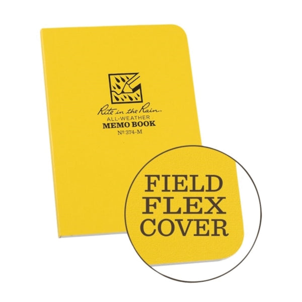 Rite in the Rain 374-M Memo Book with Field-Flex Cover, 3-1/8 x 5 in Sheet, 56-Sheet, White Sheet