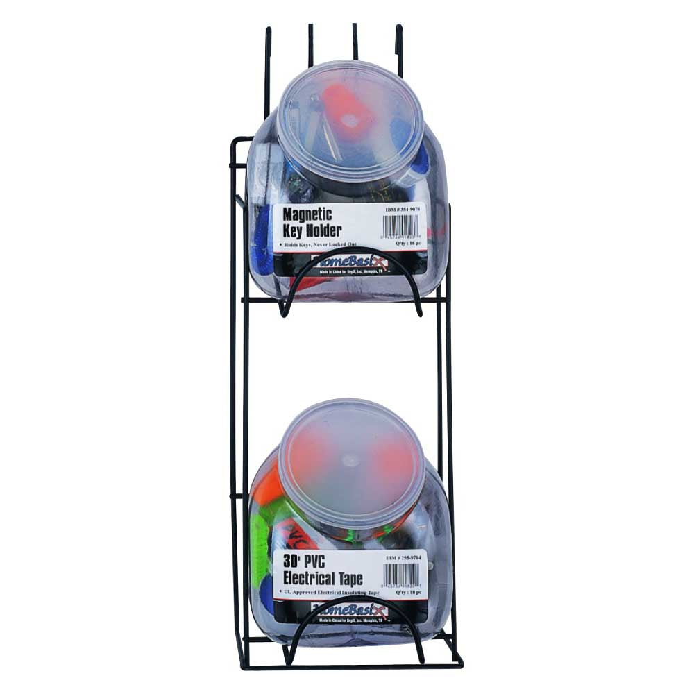 ProSource M59995 Display Rack, 2 Jar, 10 lb, 6-1/8 in OAW, 6 in OAD, 14-3/4 in OAH, 2-Shelf, Black