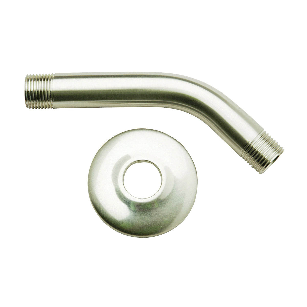 Plumb Pak PP825-10BN Shower Arm with Flange, 1/2 in Connection, IPS, 6 in L, Brass, Brushed Nickel