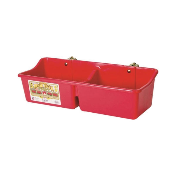 Little Giant HFP24DRED Hook Over Feeder, 2 qt Volume, 2-Compartment, Polyethylene/Steel, Red