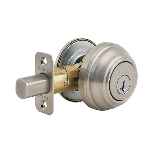 Kwikset 98015SMTCP Deadbolt, Alike Key, Steel, Satin Nickel, 2-3/8 to 2-3/4 in Backset, K6/SMT Keyway