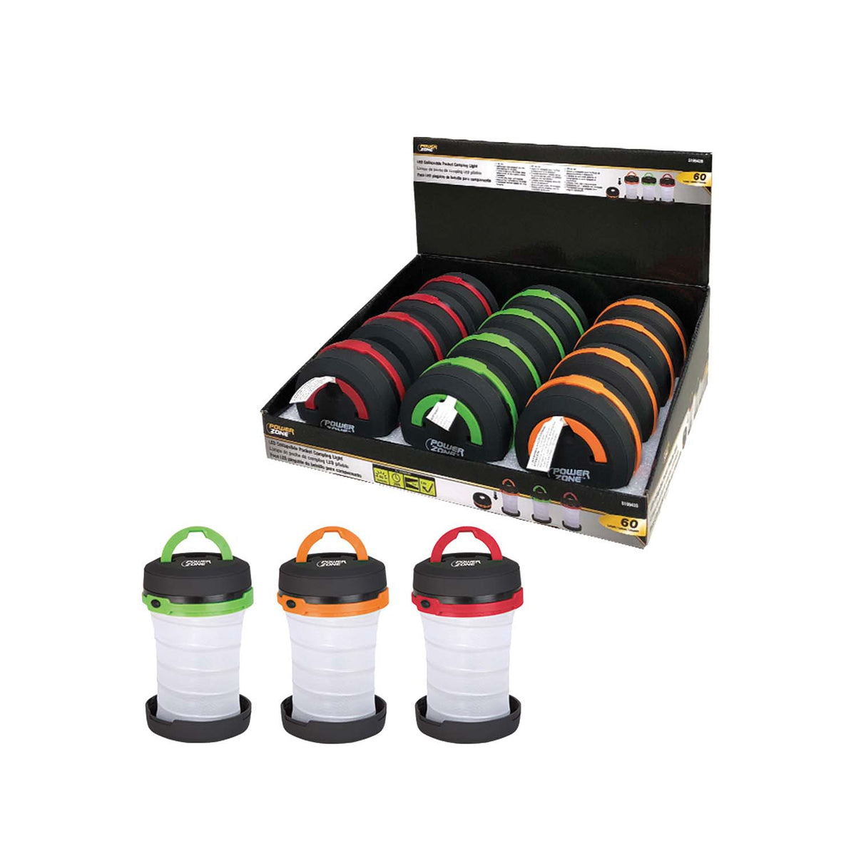 PowerZone LP-6358 Collapsible Pocket Camping Light, LED Lamp, White Light, ABS