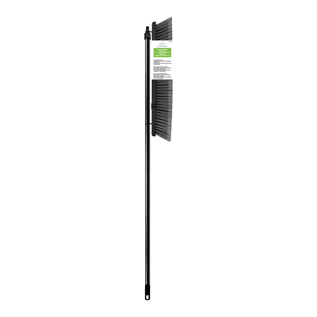 Simple Spaces 3024 Push Broom, 24 in L Trim, 55-1/8 in L, Threaded, Metal Handle
