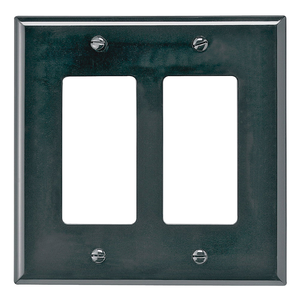 Eaton Wiring Devices PJ262BK Wallplate, 4-7/8 in L, 4.93 in W, 2 -Gang, Polycarbonate, Black, High-Gloss