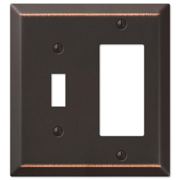 Amerelle 163TRDB Wallplate, 4-15/16 in L, 4-9/16 in W, 2 -Gang, Steel, Bronze, Wall Mounting